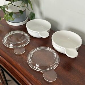 2 Vintage Corning Ware White Grab It Pans Single Serve